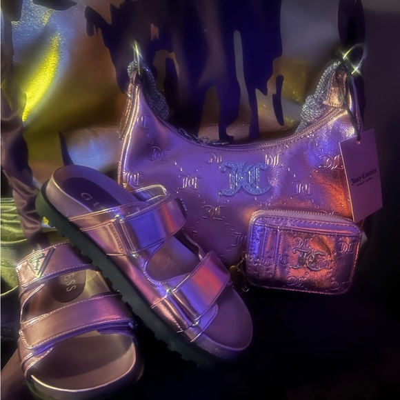 Juicy Couture Pink Metallic Bag, Sandals, and Wallet Set - Picture 2 of 7